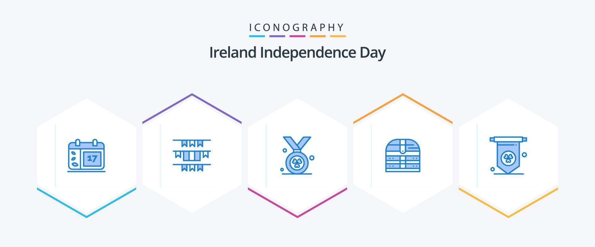 Ierland onafhankelijkheid dag 25 blauw icoon pak inclusief . veiligheid. Iers. Ierland. doos vector