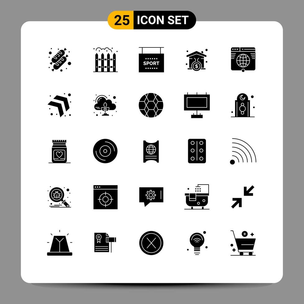 universeel icoon symbolen groep van 25 modern solide glyphs van netwerk internet uithangbord wereldbol handtekening bewerkbare vector ontwerp elementen