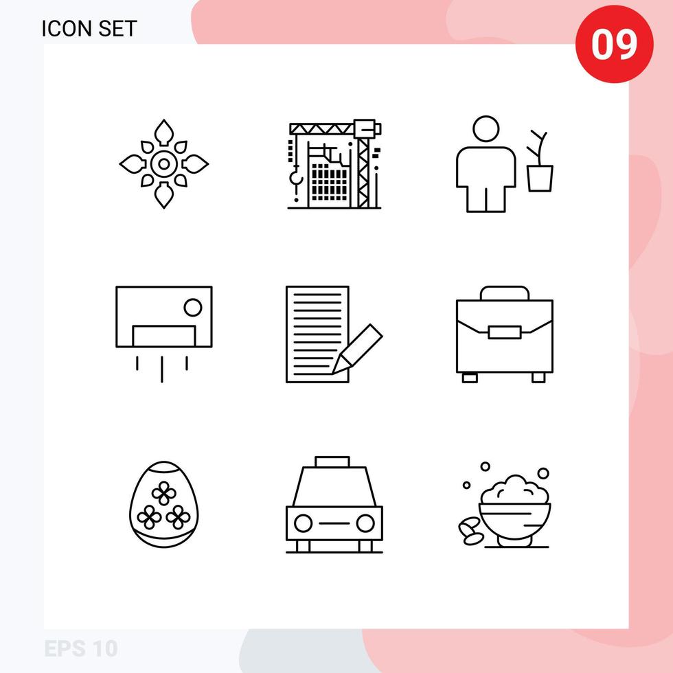 reeks van 9 modern ui pictogrammen symbolen tekens voor huishoudelijke apparaten pot haak fabriek lichaam bewerkbare vector ontwerp elementen