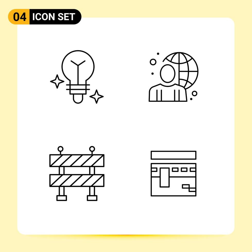 4 gebruiker koppel lijn pak van modern tekens en symbolen van lamp weg gebruiker mannetje mekka bewerkbare vector ontwerp elementen