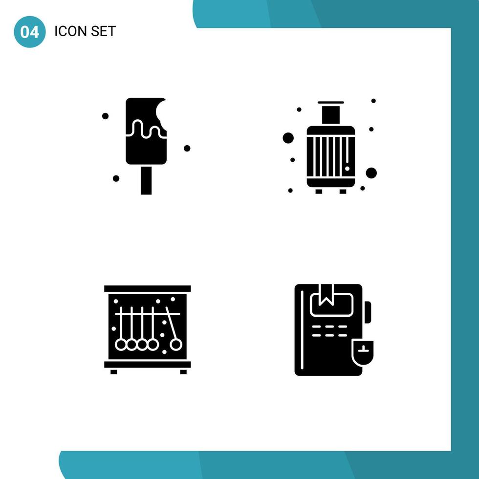 reeks van 4 modern ui pictogrammen symbolen tekens voor woestijn fysica zoet bagage wetenschap bewerkbare vector ontwerp elementen