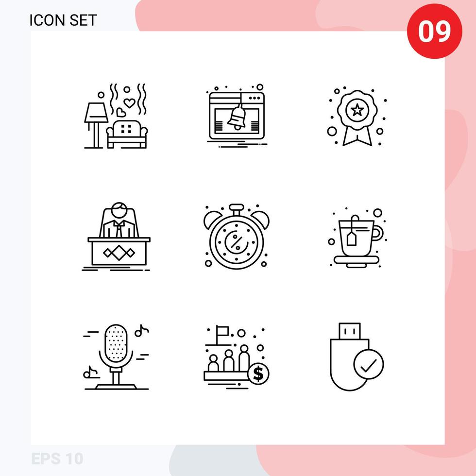 9 gebruiker koppel schets pak van modern tekens en symbolen van Directeur legende kennisgeving baas school- bewerkbare vector ontwerp elementen