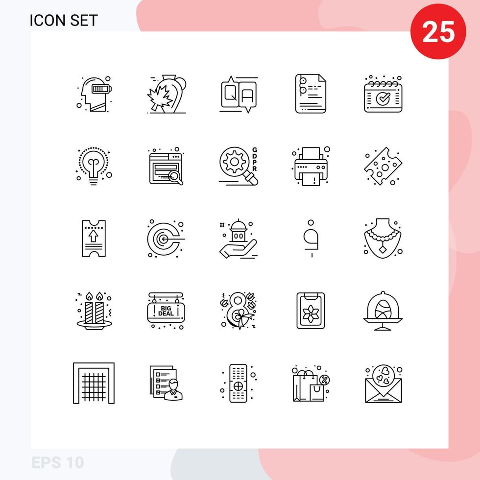 reeks van 25 modern ui pictogrammen symbolen tekens voor onderwijs document blad het dossier onderwijs bewerkbare vector ontwerp elementen