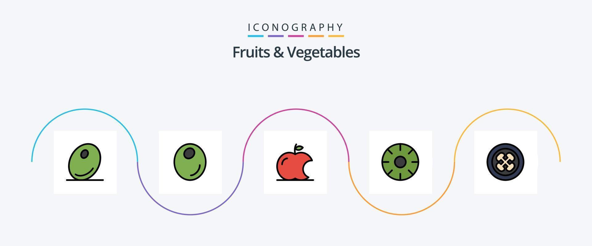 fruit en groenten lijn gevulde vlak 5 icoon pak inclusief fruit. fajita. intellect. exotisch vruchten. fruit vector