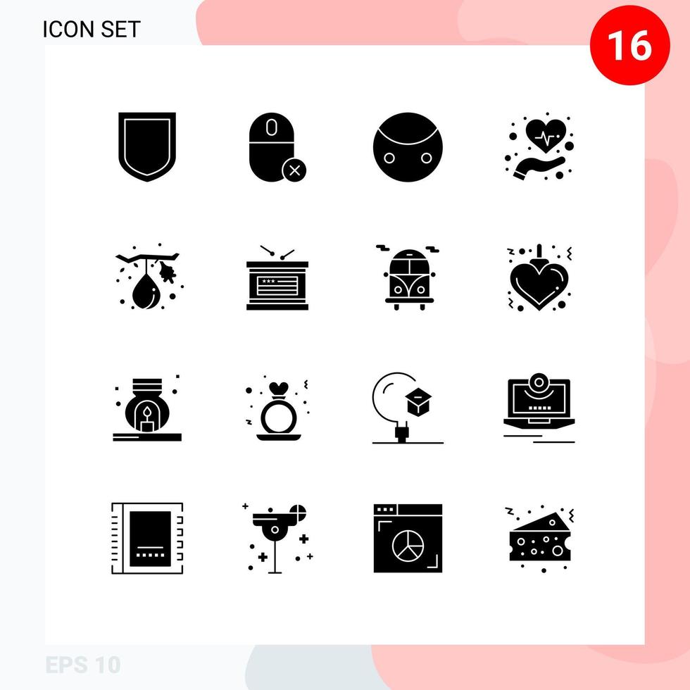 modern reeks van 16 solide glyphs pictogram van voedsel geneeskunde grootheid gezondheidszorg zorg bewerkbare vector ontwerp elementen