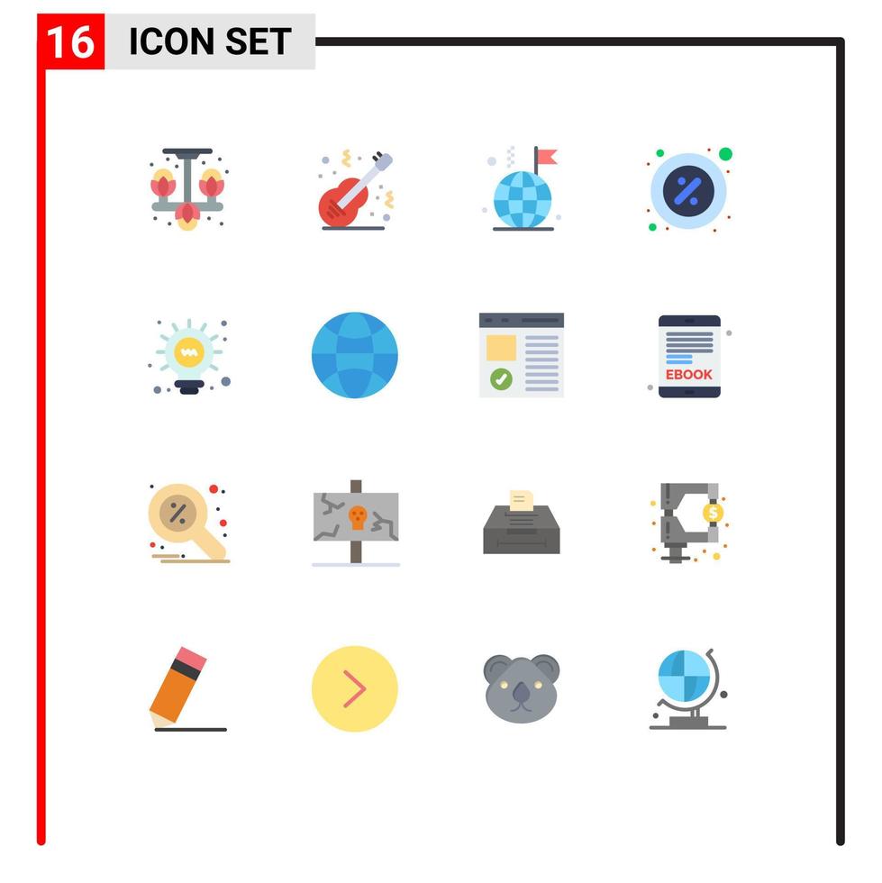 16 creatief pictogrammen modern tekens en symbolen van huur procent musical een deel vlag bewerkbare pak van creatief vector ontwerp elementen
