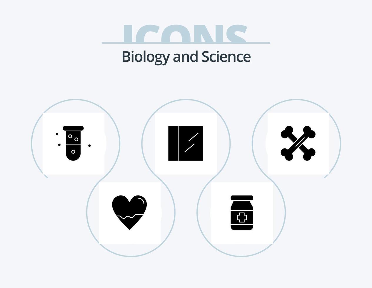 biologie glyph icoon pak 5 icoon ontwerp. laboratorium. biologie. biochemie. medicijn. laboratorium vector