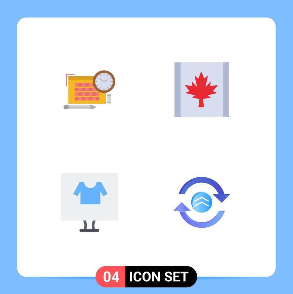 vlak icoon pak van 4 universeel symbolen van tijd e focus blad overhemd bewerkbare vector ontwerp elementen