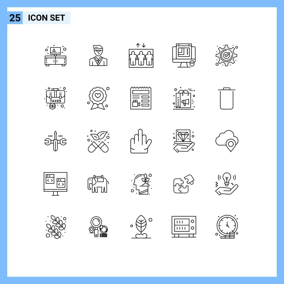 voorraad vector icoon pak van 25 lijn tekens en symbolen voor controleren aanvaarden lift web lay-out web ontwerpen bewerkbare vector ontwerp elementen