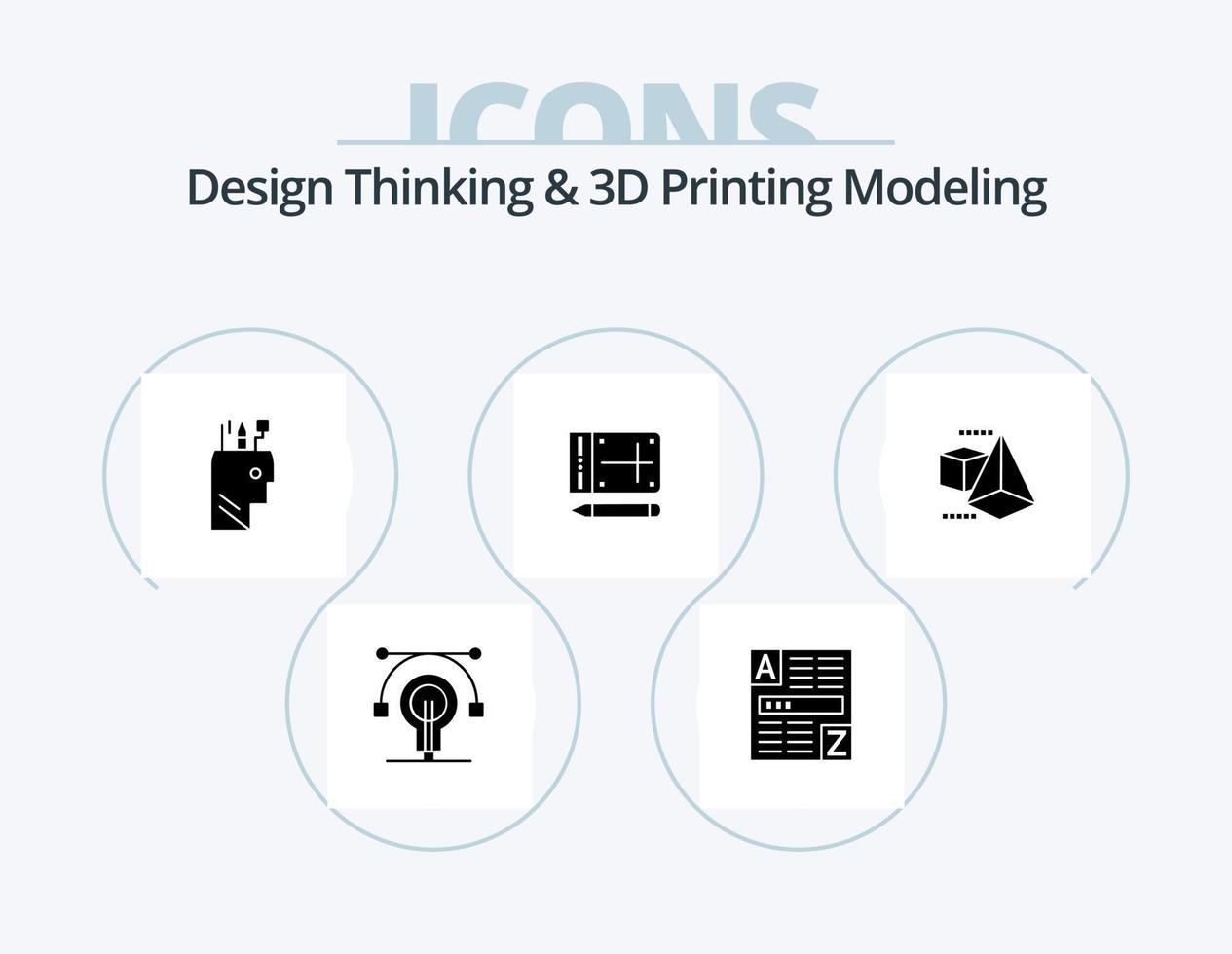 ontwerp denken en d het drukken modellering glyph icoon pak 5 icoon ontwerp. doos. onderwijs. onderwijs . online. mobiel vector