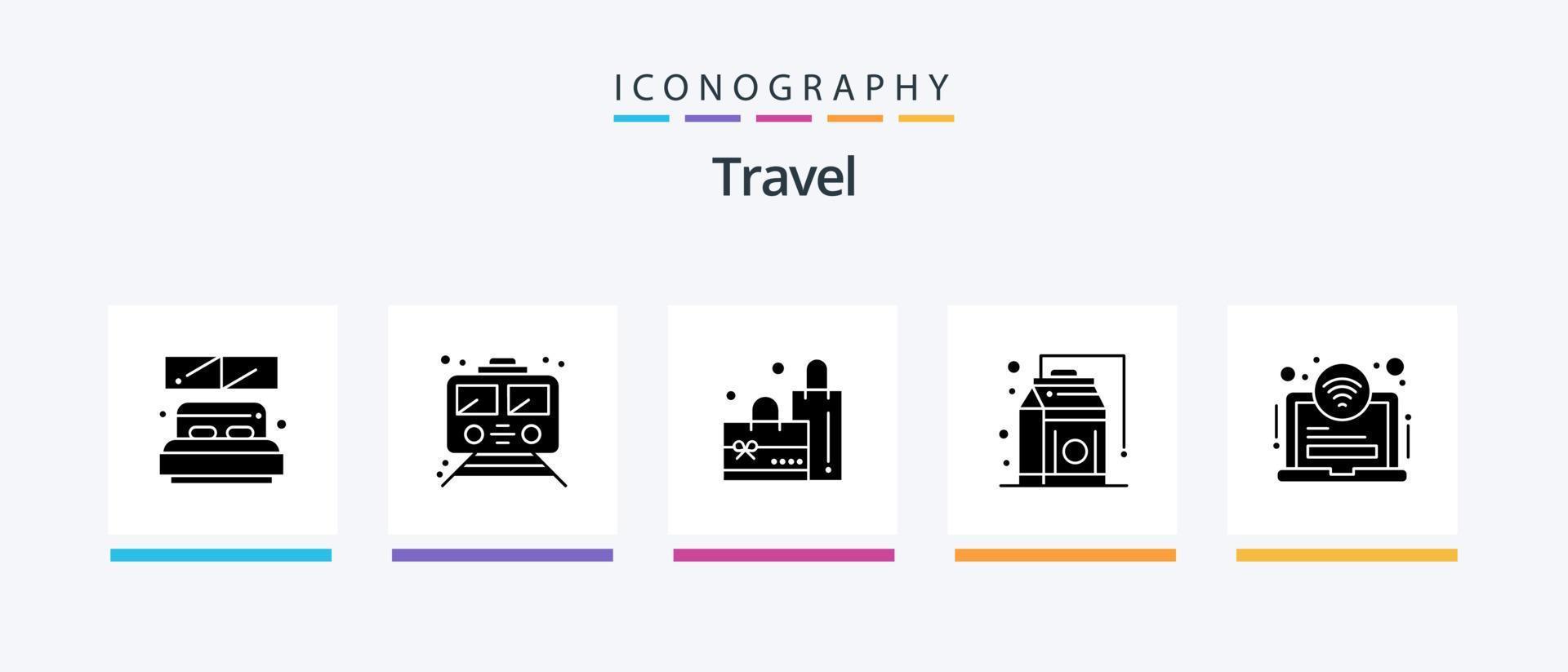 reizen glyph 5 icoon pak inclusief hotel. voedsel. vervoer. producten. voedsel. creatief pictogrammen ontwerp vector