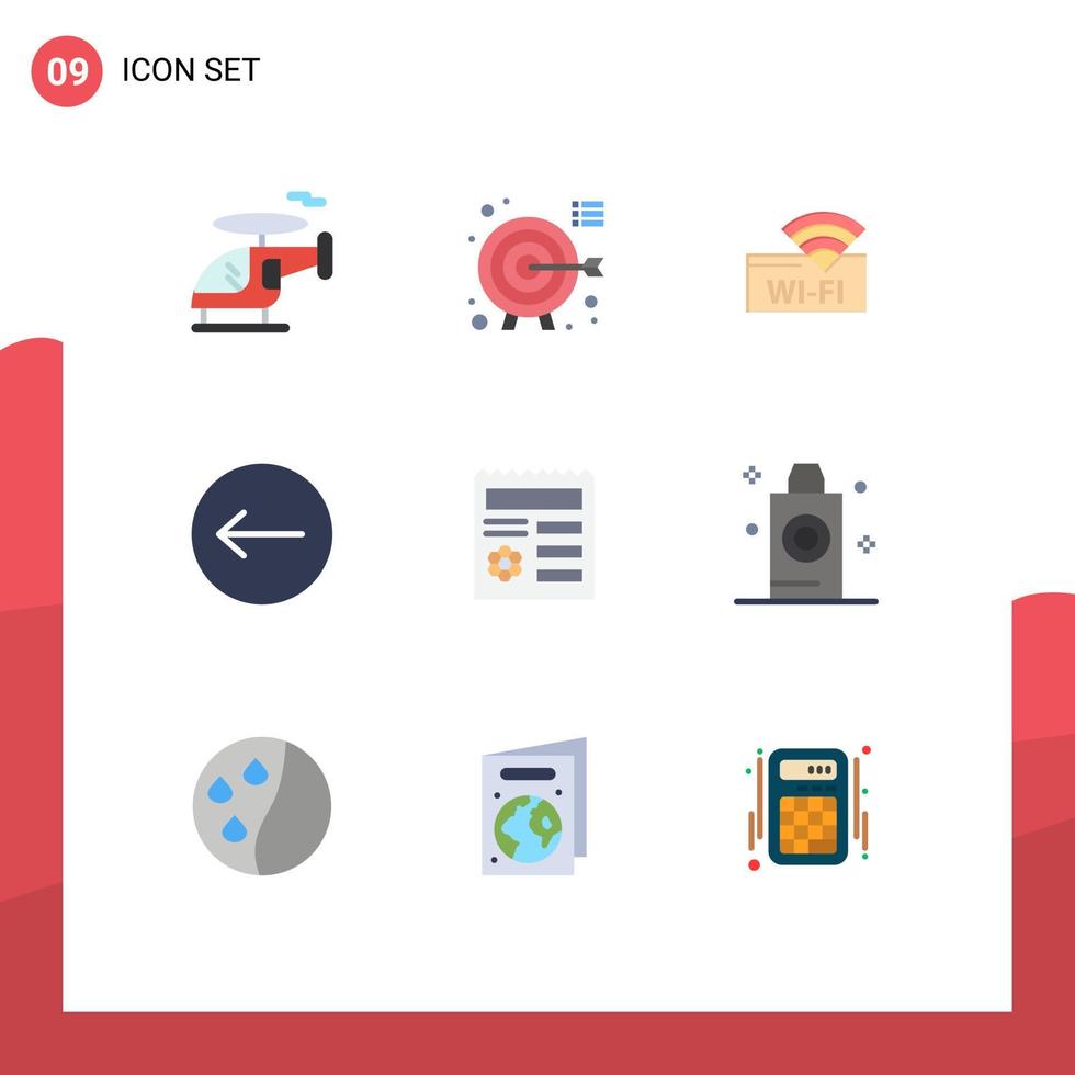 9 thematisch vector vlak kleuren en bewerkbare symbolen van document ui Wifi eenvoudig links bewerkbare vector ontwerp elementen