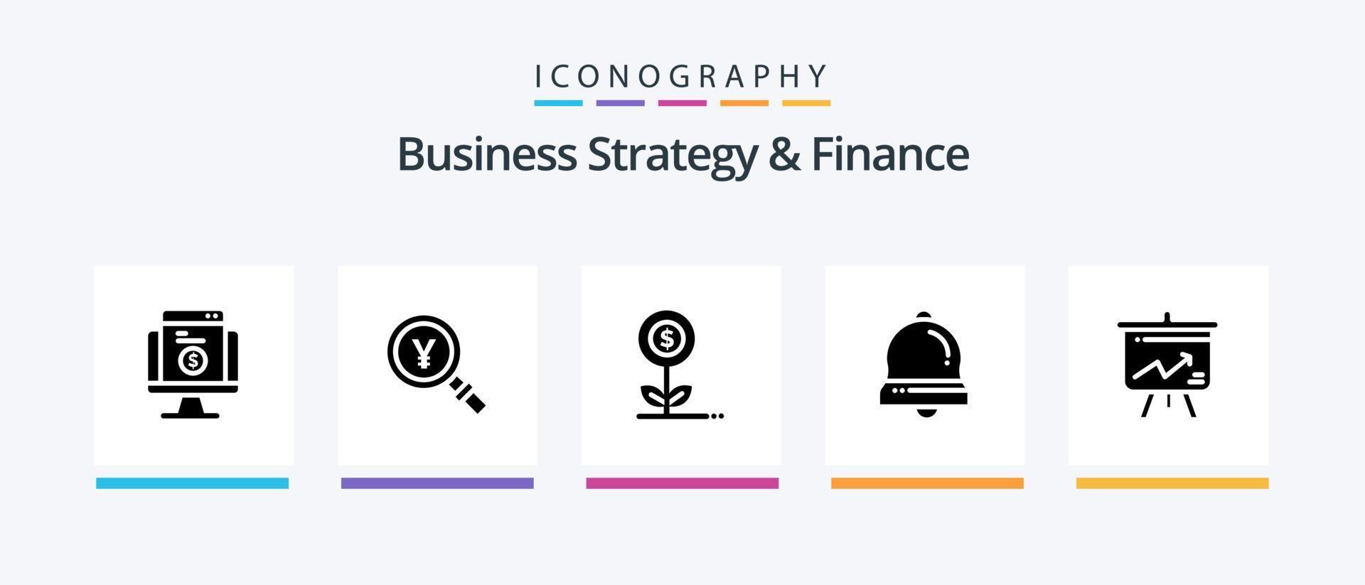 bedrijf strategie en financiën glyph 5 icoon pak inclusief bloem. bedrijf . Japan . groei .. creatief pictogrammen ontwerp vector