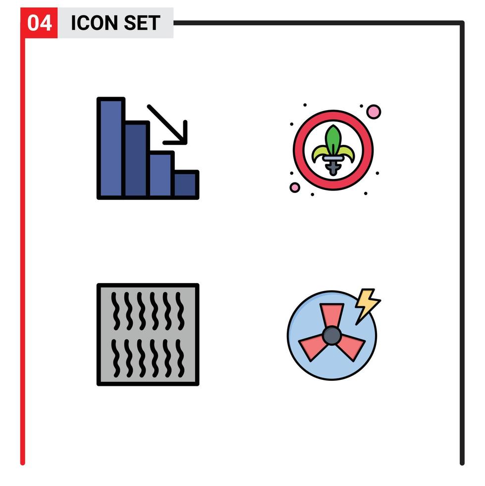 universeel icoon symbolen groep van 4 modern gevulde lijn vlak kleuren van analytics opnieuw ontsteken decor lys macht bewerkbare vector ontwerp elementen