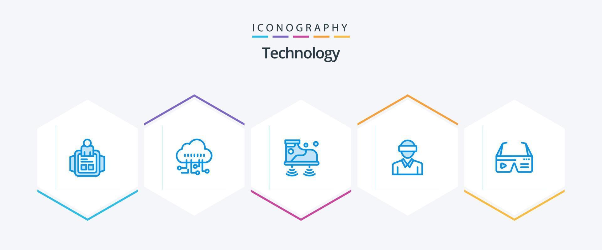 technologie 25 blauw icoon pak inclusief computergebruik. Mens. Wifi. technologie. beweging vector