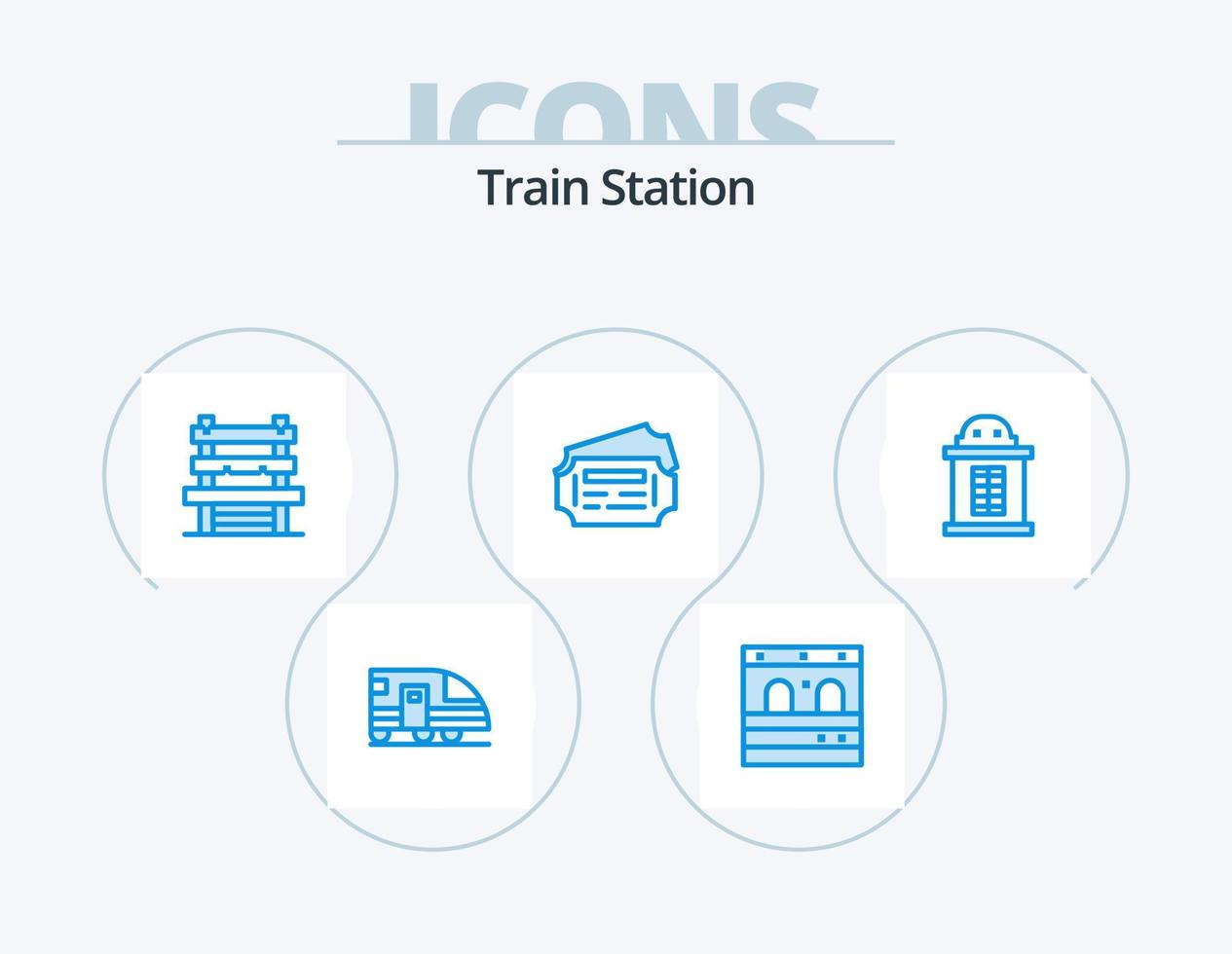 trein station blauw icoon pak 5 icoon ontwerp. . huis. kamer. ticket. ticket vector