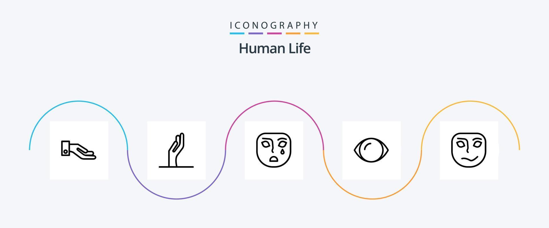 menselijk lijn 5 icoon pak inclusief . gezicht. masker. emotie vector