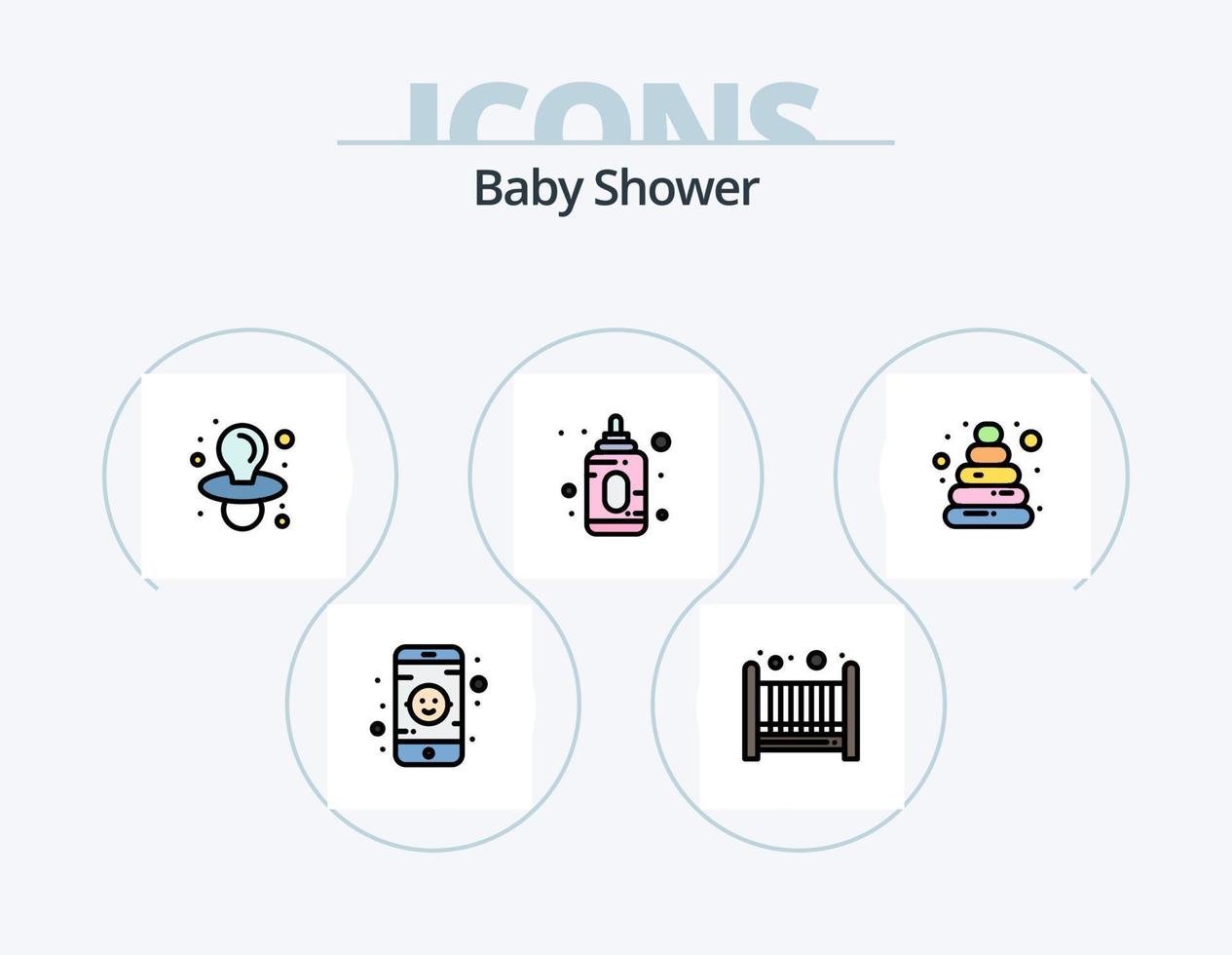baby douche lijn gevulde icoon pak 5 icoon ontwerp. . pop. monitor. baby. het baden vector