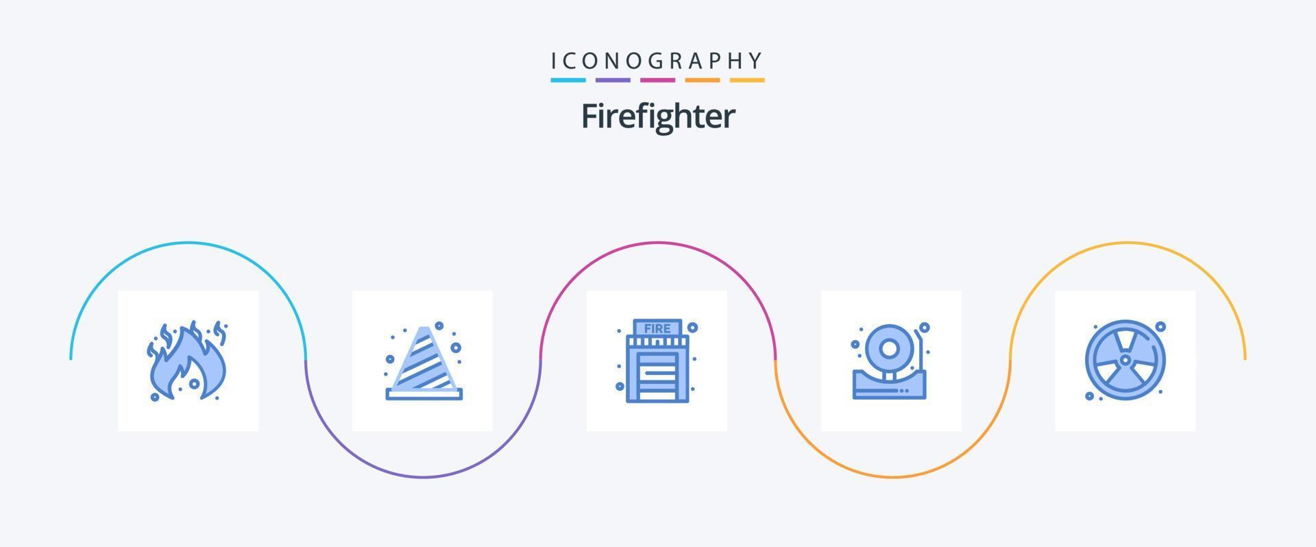 brandweerman blauw 5 icoon pak inclusief brand. brandwond. brand. brand. alarm vector