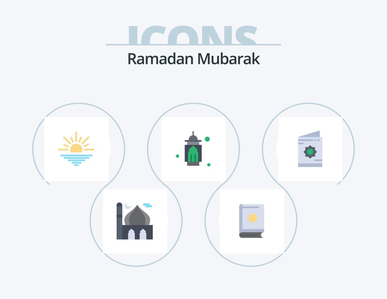 Ramadan vlak icoon pak 5 icoon ontwerp. moslim. uitnodiging. bidden. kaart. Ramadhan vector