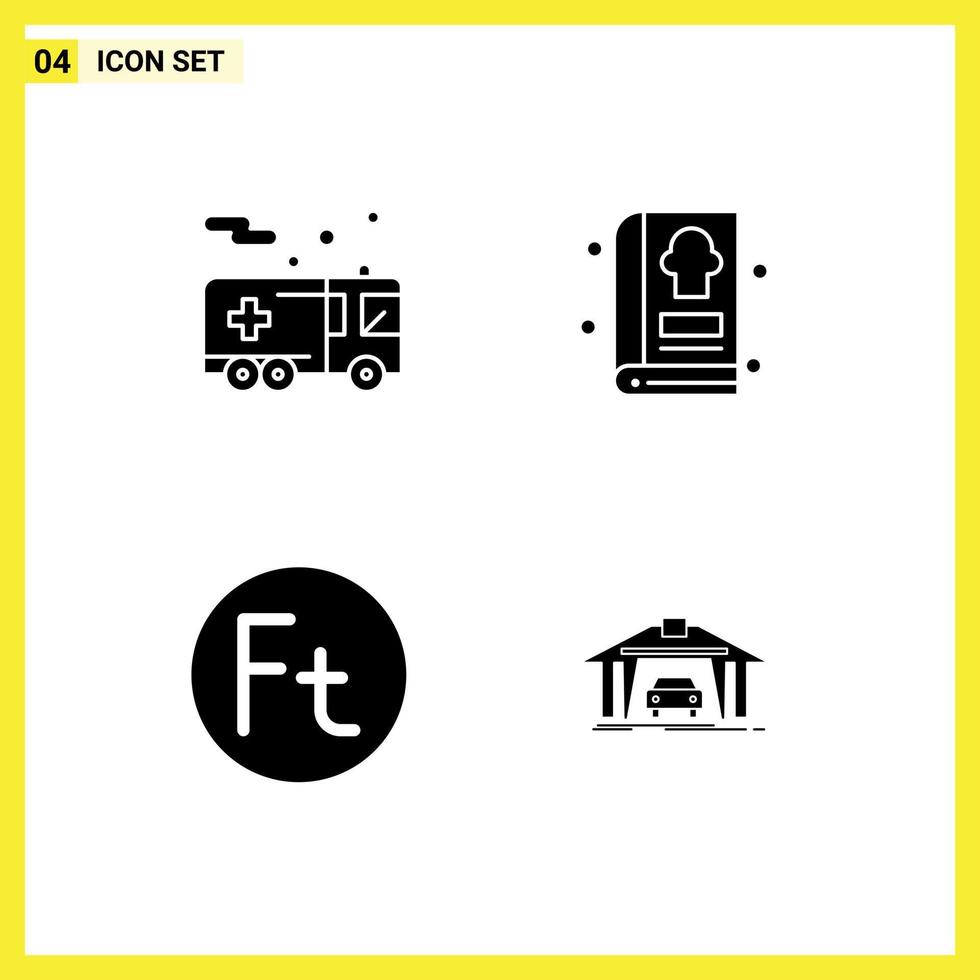 pak van modern solide glyphs tekens en symbolen voor web afdrukken media zo net zo noodgeval forint vervoer voedsel Hongarije bewerkbare vector ontwerp elementen