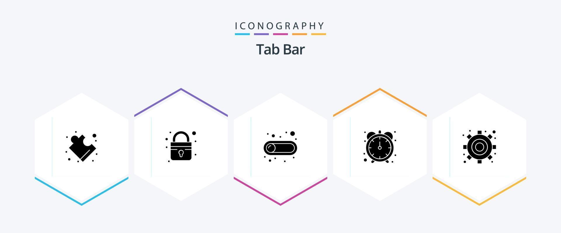 tab bar 25 glyph icoon pak inclusief . instellingen. schakelaar. versnelling. stopwatch vector