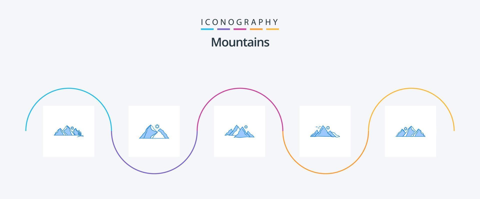 bergen blauw 5 icoon pak inclusief . natuur. zon. natuur vector