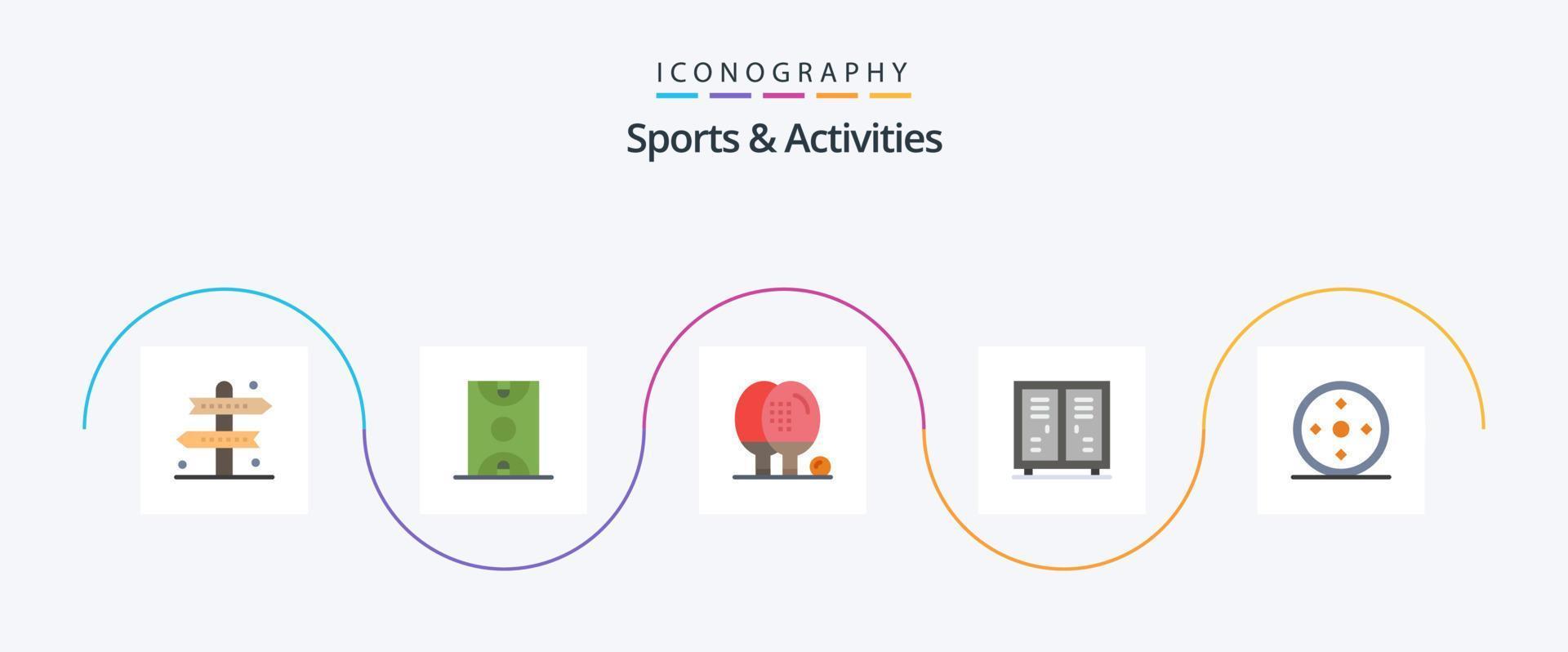 sport- en activiteiten vlak 5 icoon pak inclusief atletiek. activiteiten. spel. ping. uitrusting vector