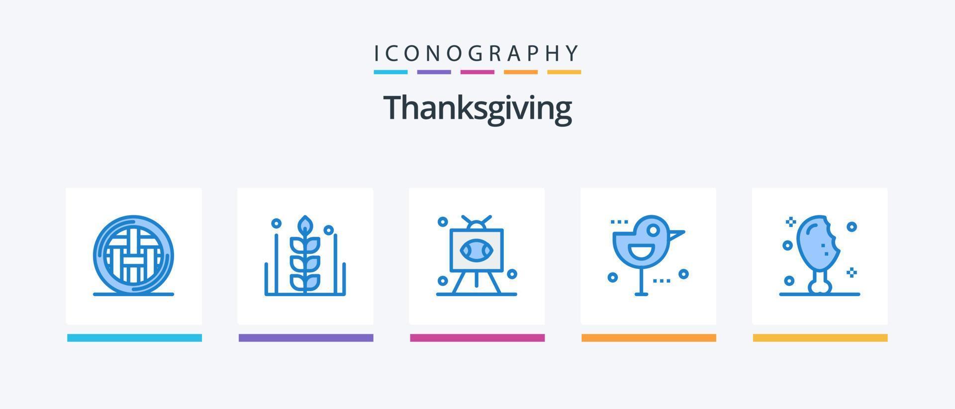 dankzegging blauw 5 icoon pak inclusief mus. herfst. dankzegging. televisie. rugby. creatief pictogrammen ontwerp vector