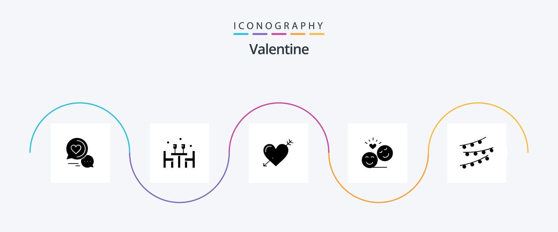 Valentijn glyph 5 icoon pak inclusief liefde. pijl. liefde. hart. dag vector