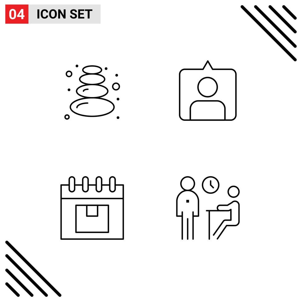 voorraad vector icoon pak van 4 lijn tekens en symbolen voor sauna planning contact opnemen kalender interview bewerkbare vector ontwerp elementen