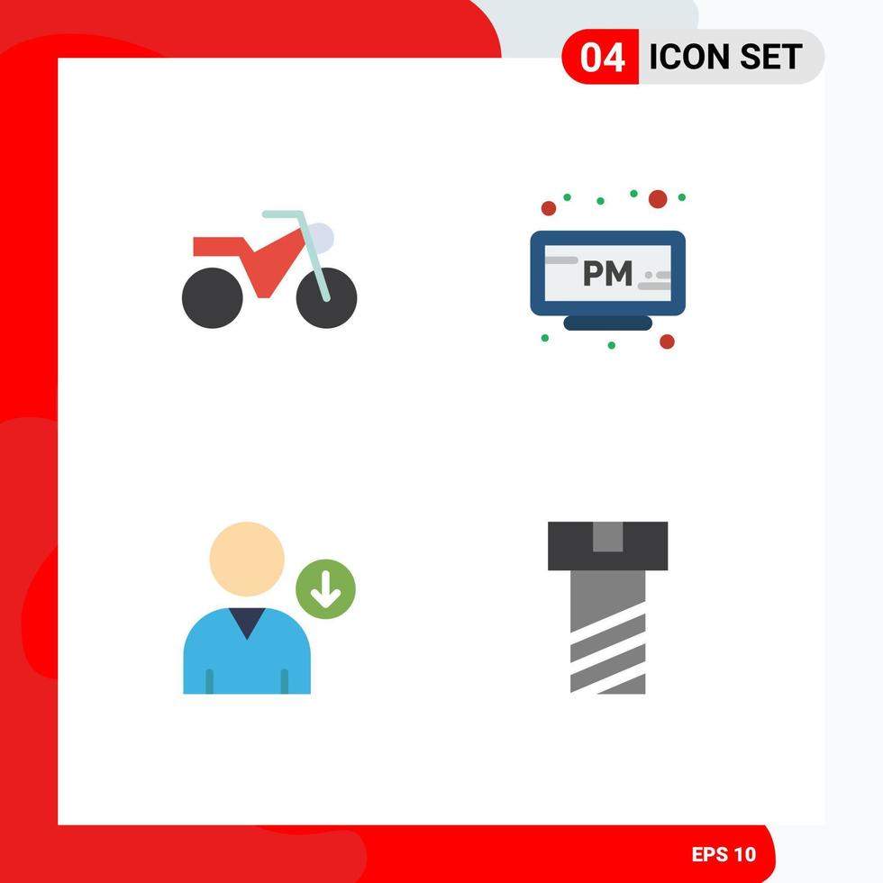 gebruiker koppel pak van 4 eenvoudig vlak pictogrammen van motor bout p.m naar beneden 5 bewerkbare vector ontwerp elementen