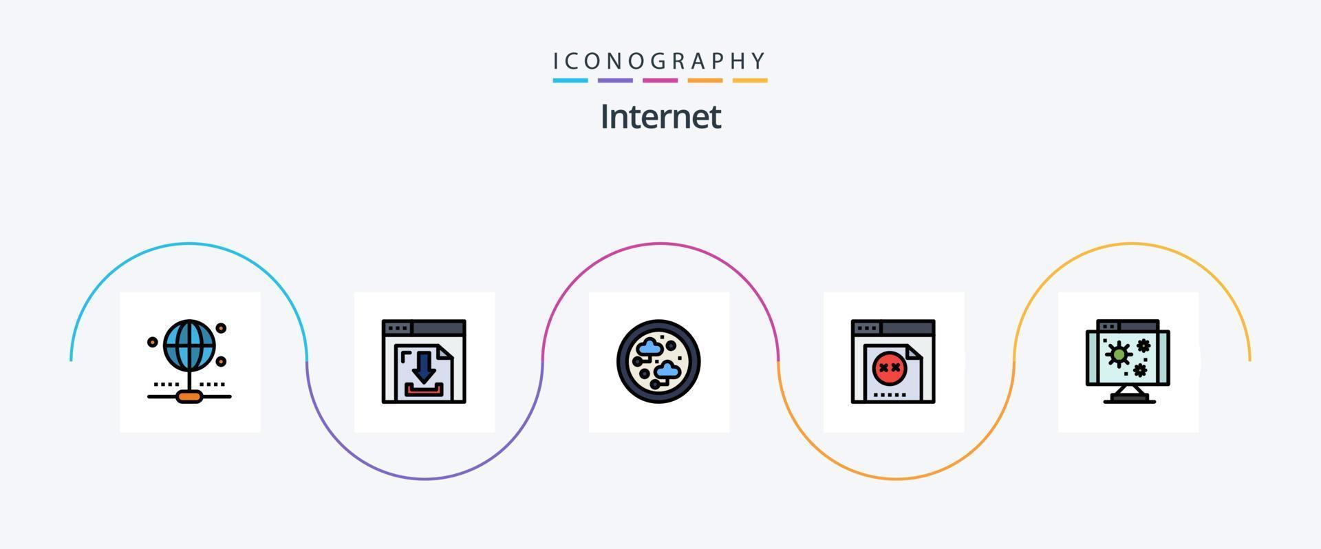 internet lijn gevulde vlak 5 icoon pak inclusief virus. computer. internetten. biologie. programmering vector