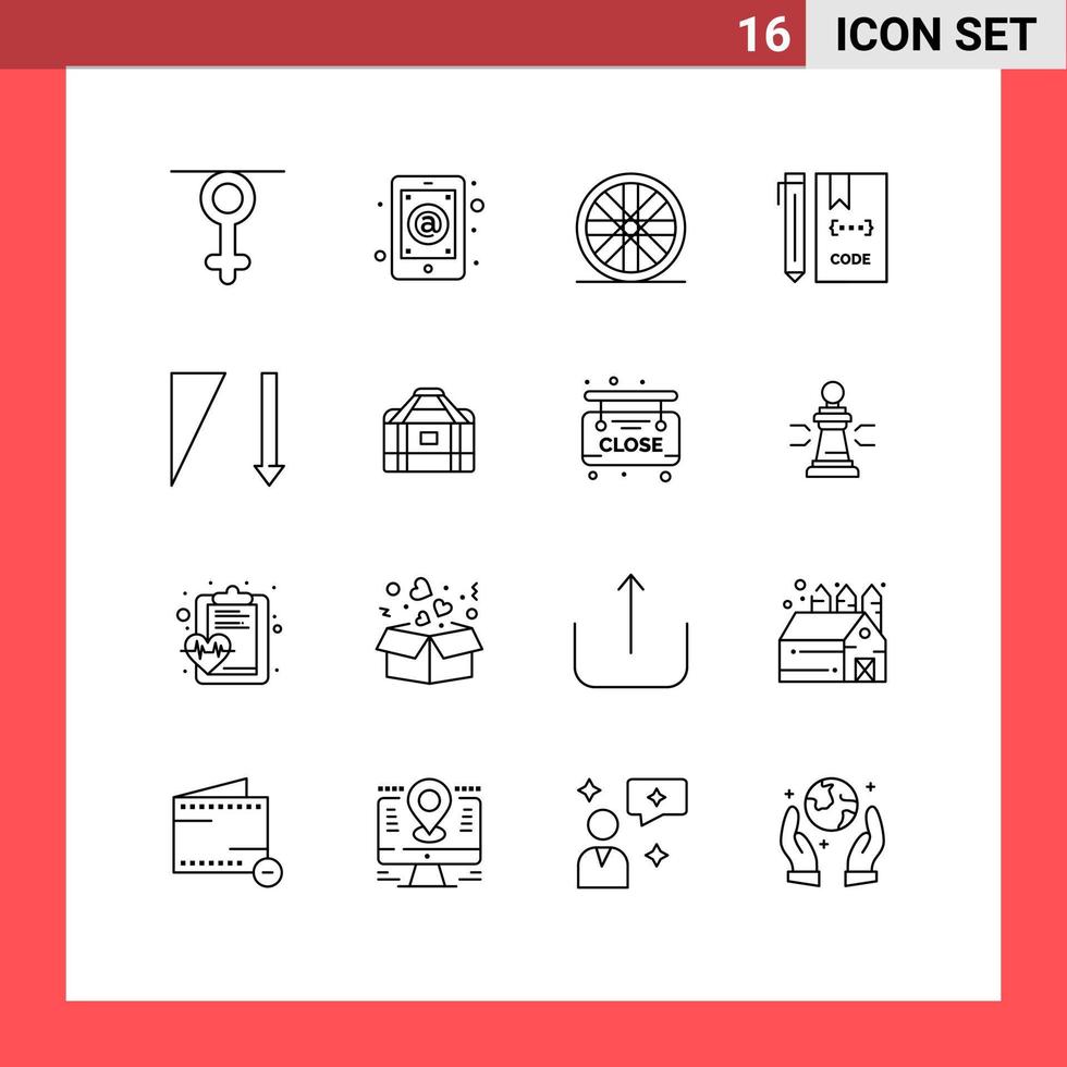 groep van 16 contouren tekens en symbolen voor soort het dossier mobiel ontwikkeling codering bewerkbare vector ontwerp elementen