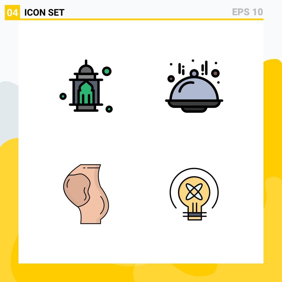 pictogram reeks van 4 gemakkelijk gevulde lijn vlak kleuren van moskee zwanger maan voedsel verloskunde bewerkbare vector ontwerp elementen