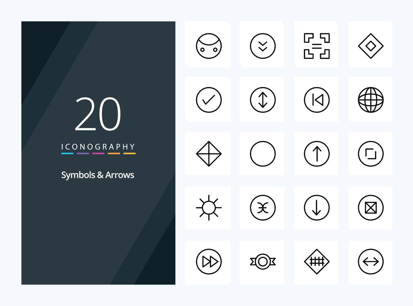 20 symbolen pijlen schets icoon voor presentatie vector
