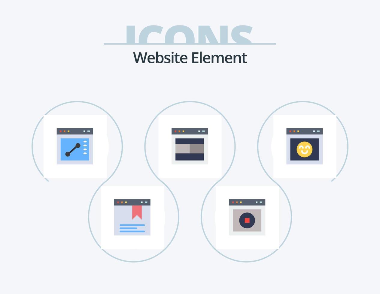 website element vlak icoon pak 5 icoon ontwerp. emotie. website. browser. web. lay-out vector