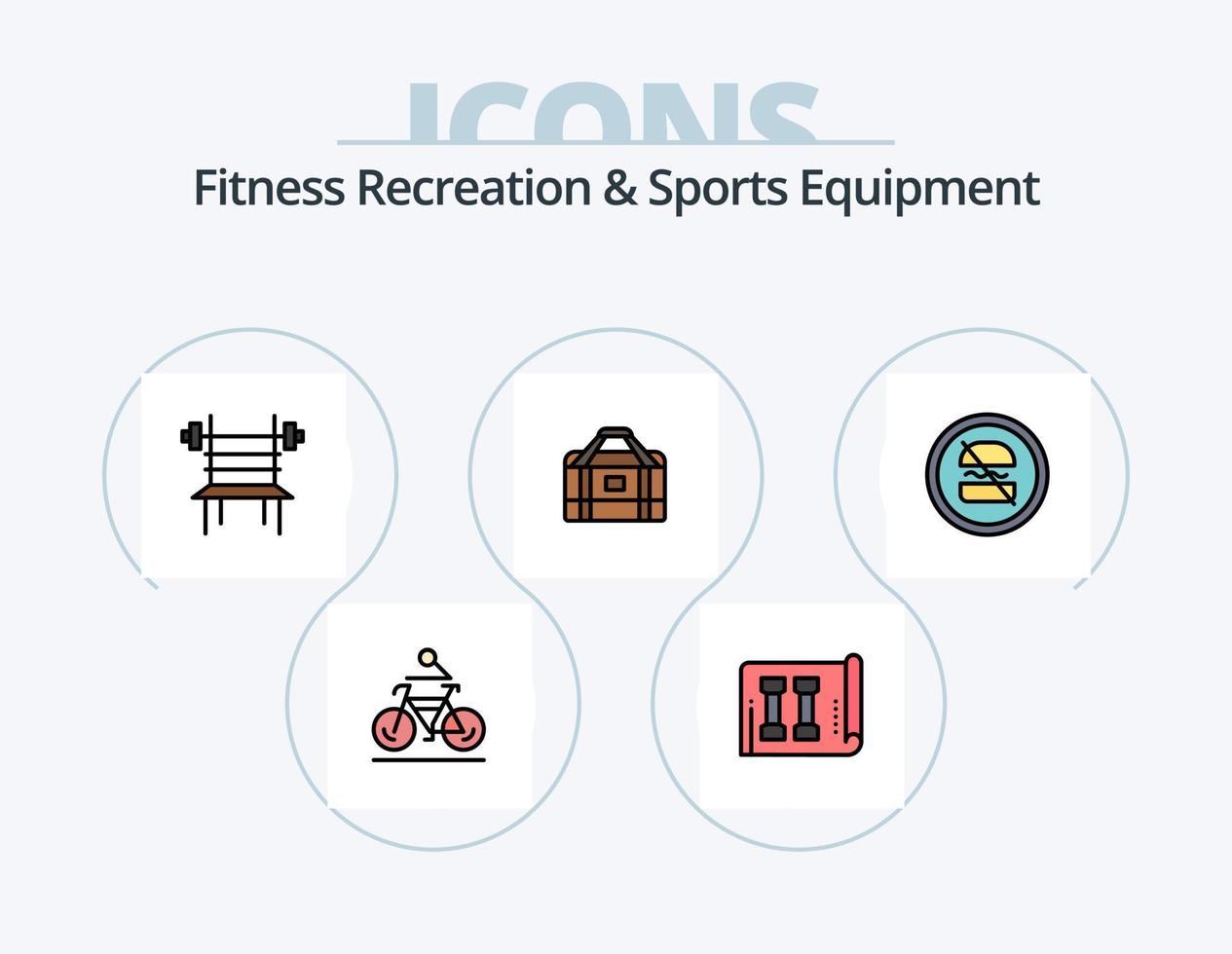 geschiktheid recreatie en sport- uitrusting lijn gevulde icoon pak 5 icoon ontwerp. rijden. snel. op dieet zijn. wielersport. fiets vector