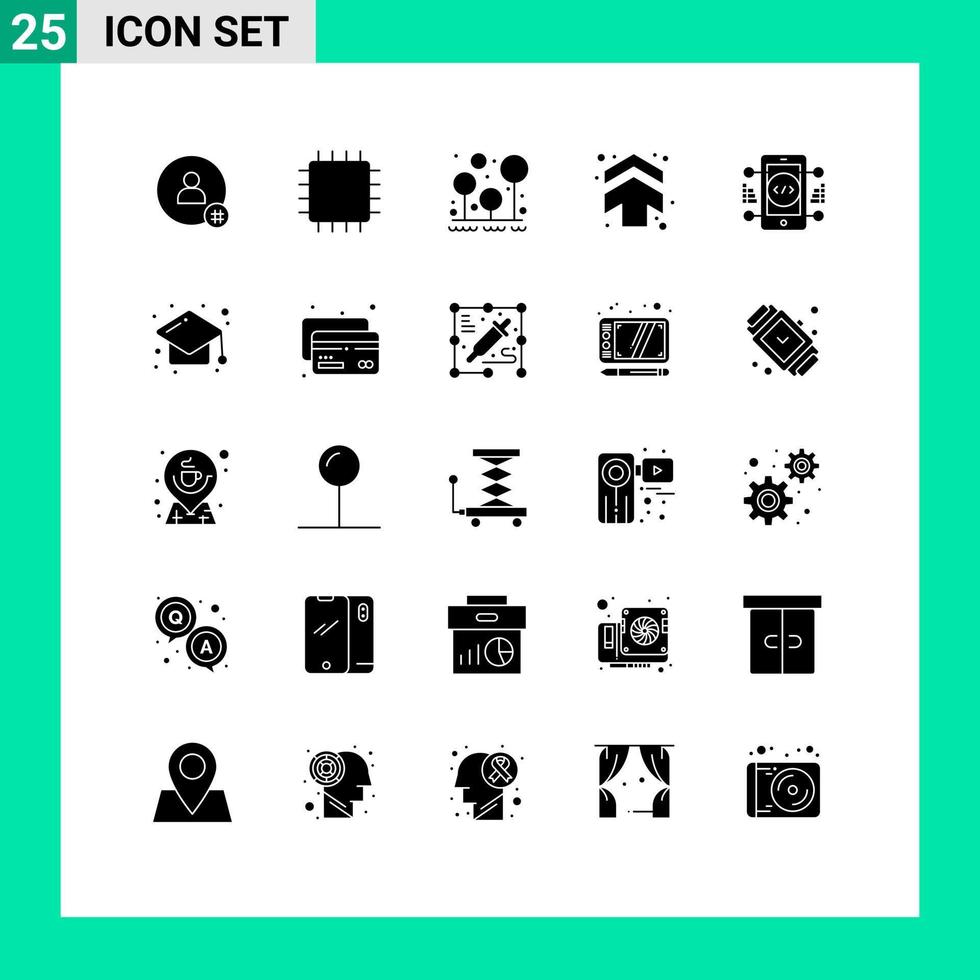 voorraad vector icoon pak van 25 lijn tekens en symbolen voor omhoog pijl apparaatje boom buitenshuis bewerkbare vector ontwerp elementen