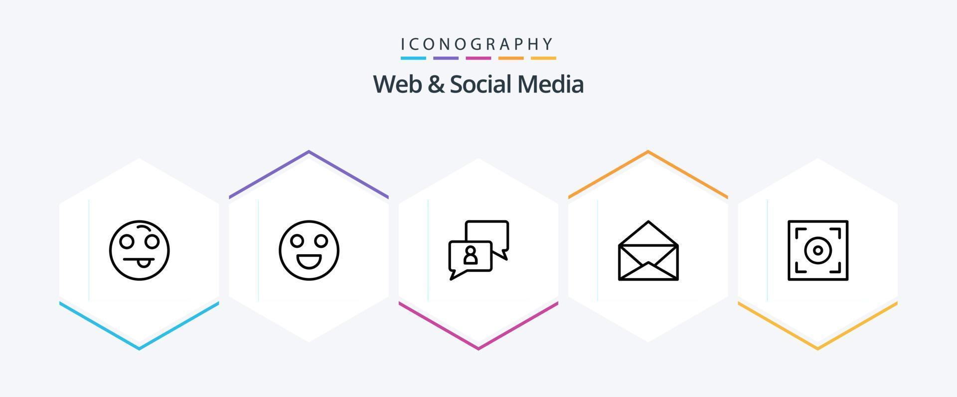 web en sociaal media 25 lijn icoon pak inclusief . mail . bericht . gebruiker vector