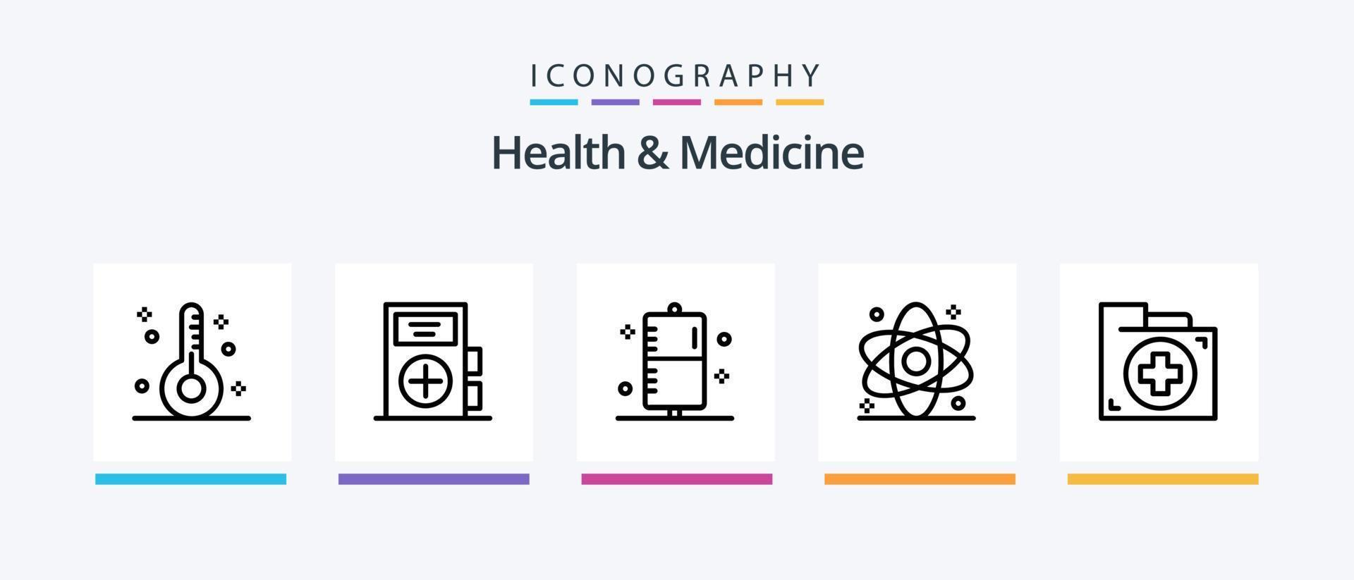 Gezondheid en geneeskunde lijn 5 icoon pak inclusief Gezondheid. geschiktheid. ziekte. drugs. geneesmiddel. creatief pictogrammen ontwerp vector