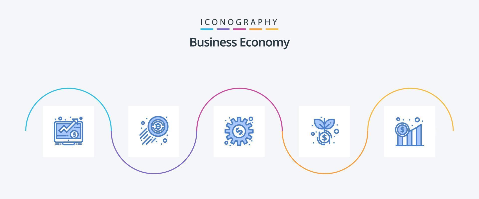 economie blauw 5 icoon pak inclusief grafiek. bedrijf. dollar. investering. dollar vector