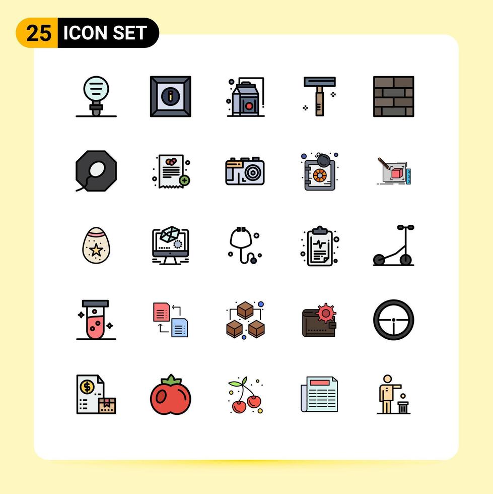 pak van 25 modern gevulde lijn vlak kleuren tekens en symbolen voor web afdrukken media zo net zo het formulier salon voedsel scheermes schoonheid bewerkbare vector ontwerp elementen