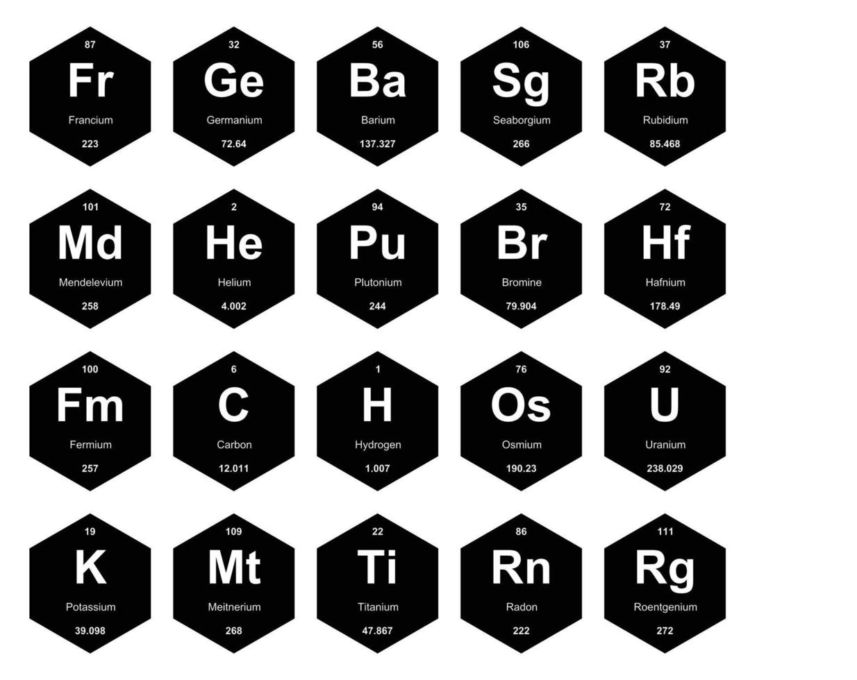 20 preiodisch tafel van de elementen icoon pak ontwerp vector