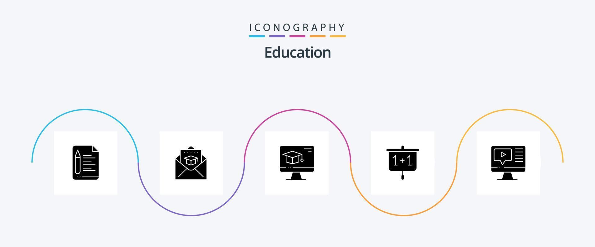 onderwijs glyph 5 icoon pak inclusief Speel. school. computer. presentatie. tabel vector