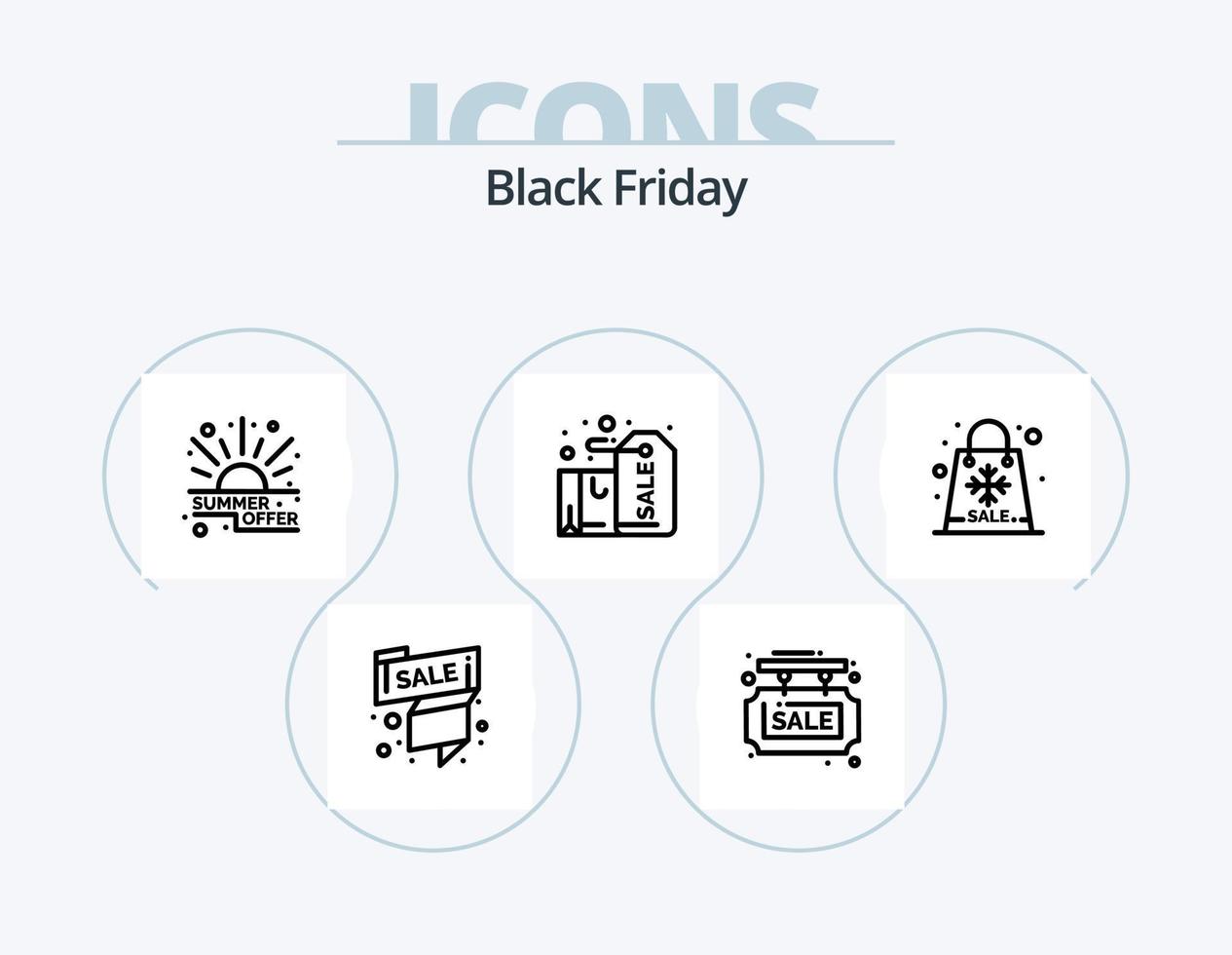 zwart vrijdag lijn icoon pak 5 icoon ontwerp. datum. kopen. mode. winkel. uitverkoop vector