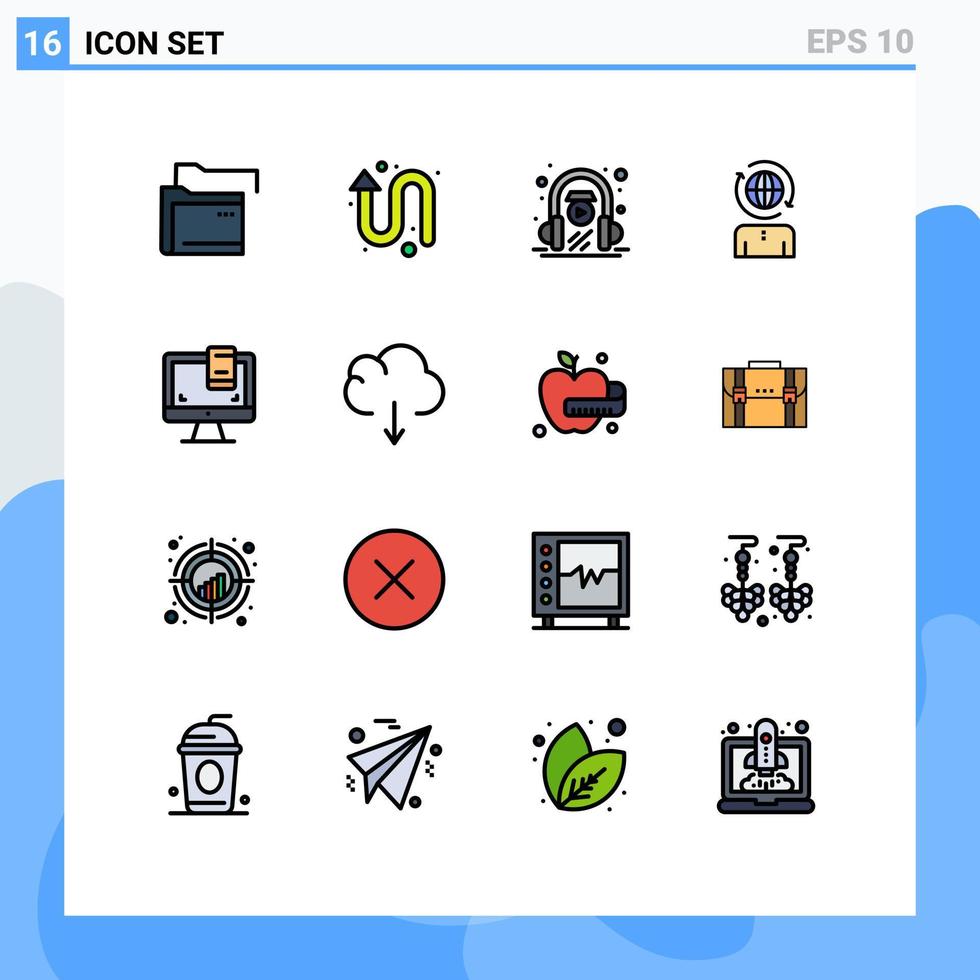 voorraad vector icoon pak van 16 lijn tekens en symbolen voor computer modern e aan het leren beheer bedrijf bewerkbare creatief vector ontwerp elementen