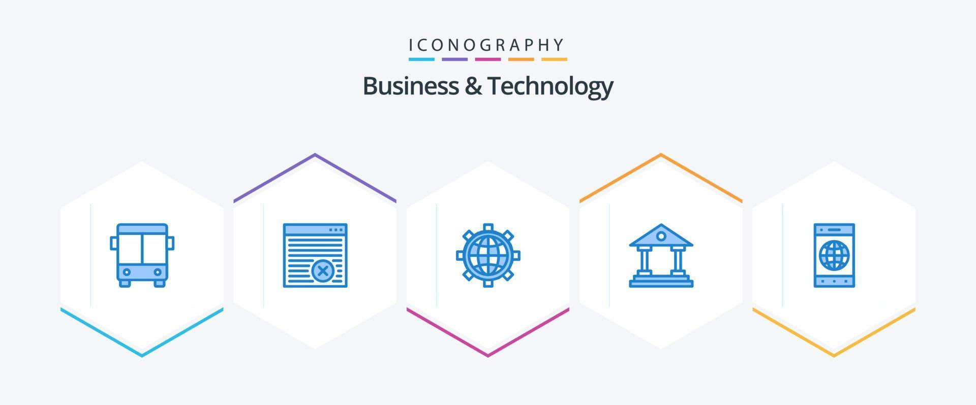 bedrijf en technologie 25 blauw icoon pak inclusief cel. financiën. browser. rechtbank. bank vector