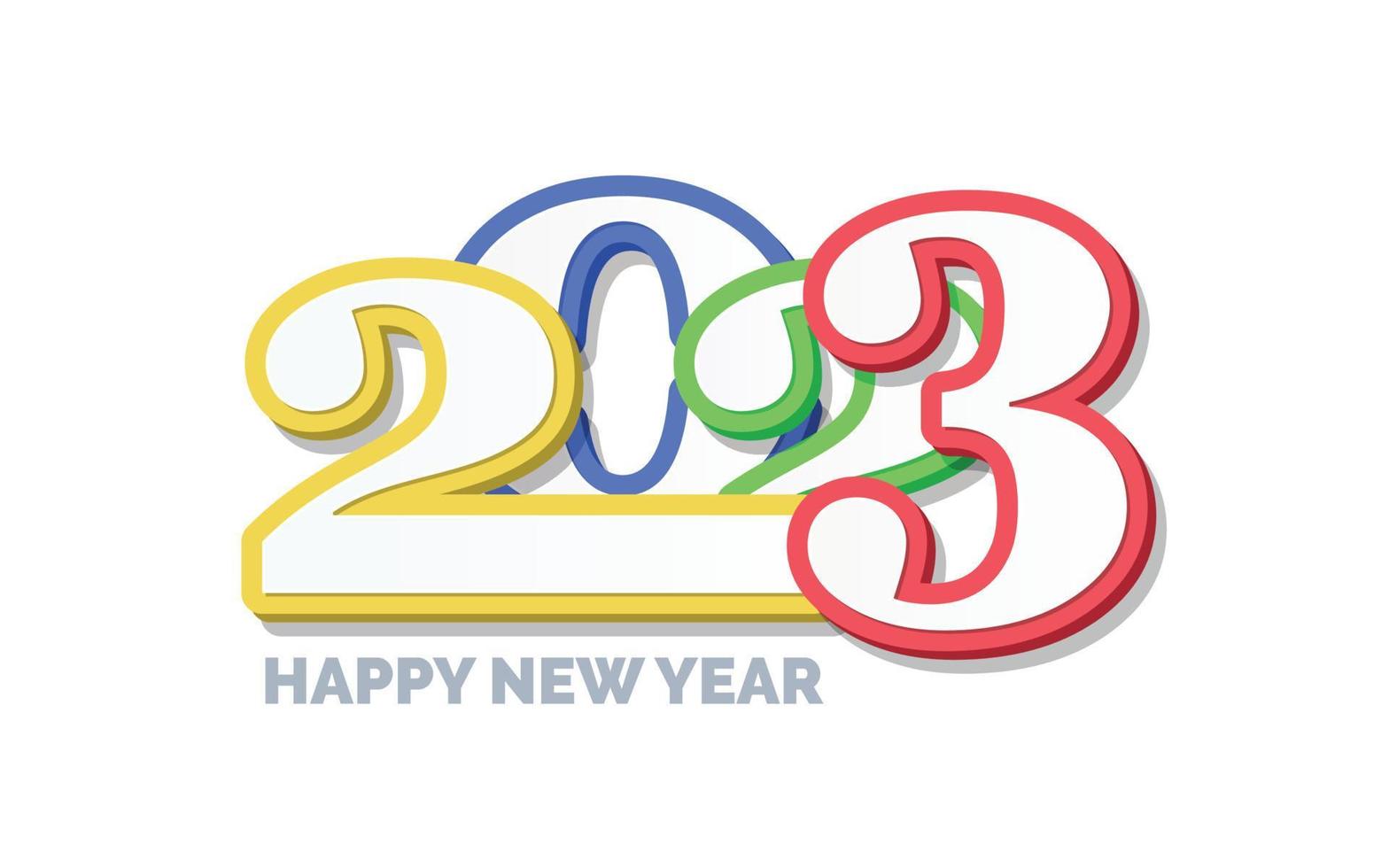 3d gelukkig nieuw jaar 2023 logo ontwerp vector