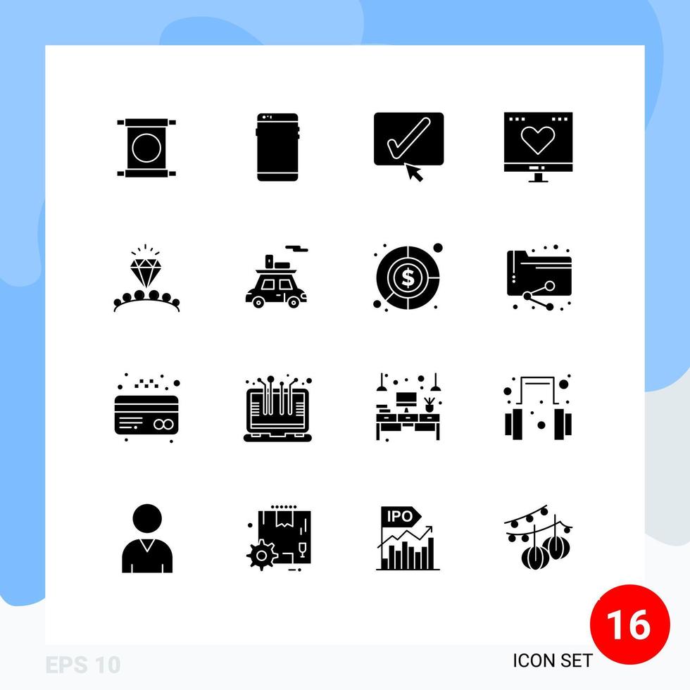 reeks van 16 modern ui pictogrammen symbolen tekens voor geld Leuk vinden Samsung financiën Kruis aan bewerkbare vector ontwerp elementen